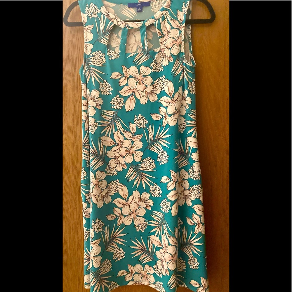 Apt 9 Aqua & White Cutout Floral Sleeveless Dress